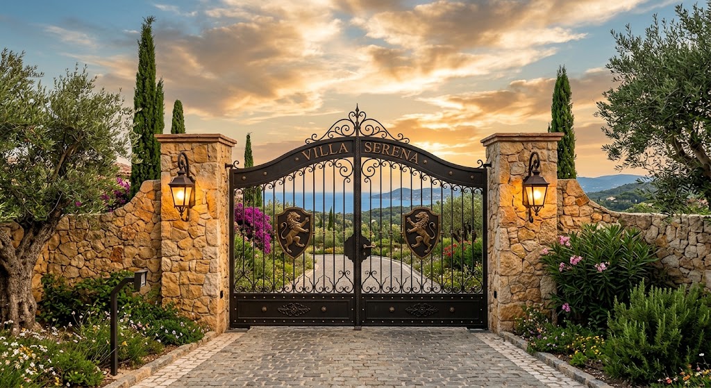 地中海様式の大型門扉×石積み門柱デザイン実例｜名古屋の外構専門店